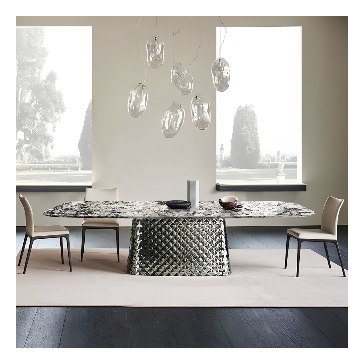 Granite Diamond Chrome Dining Table